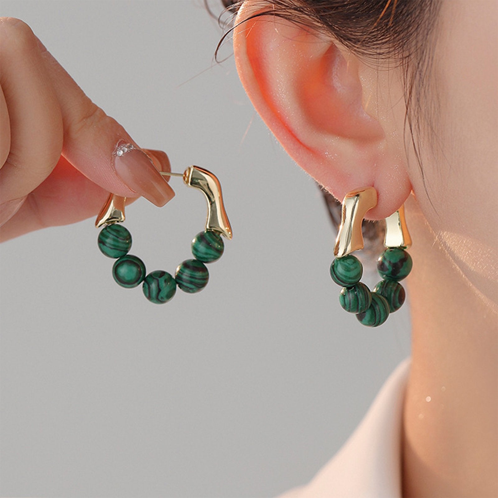 Boucle d'Oreille - Pierre de Malachite - Innocent - Seduction